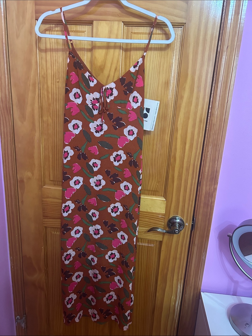 Women’s Floral Slip Dress in Rust and Pink - Size XS